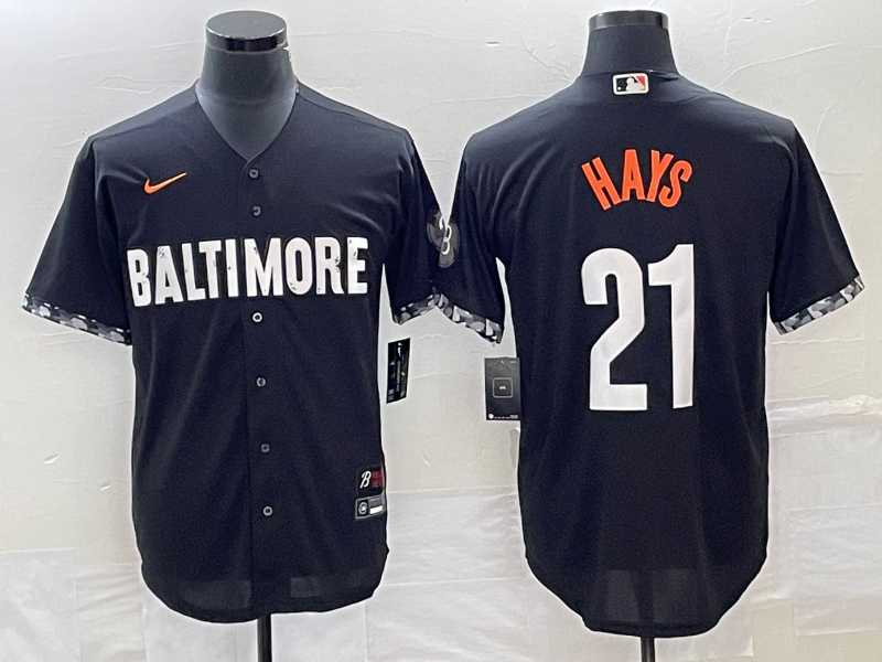 Men%27s Baltimore Orioles #21 Austin Hays Black 2023 City Connect Cool Base Stitched Jersey
